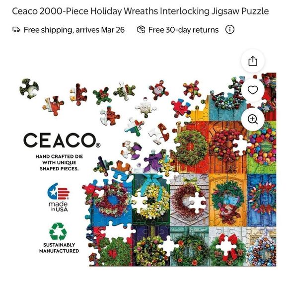 Holiday Wreaths Puzzle - 2000 Pieces - Picture 6 of 9